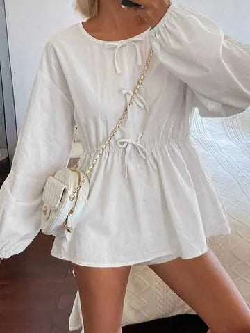 Women's Bow Tie Neck Loose Blouse