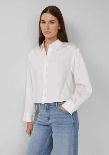 Cropped blouse with concealed button placket