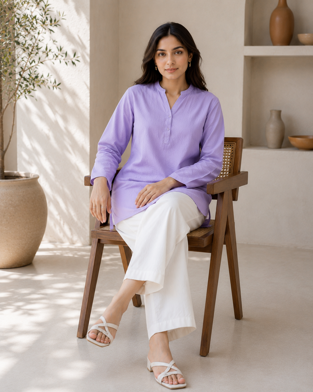 Women's Lavender Straight Kurti