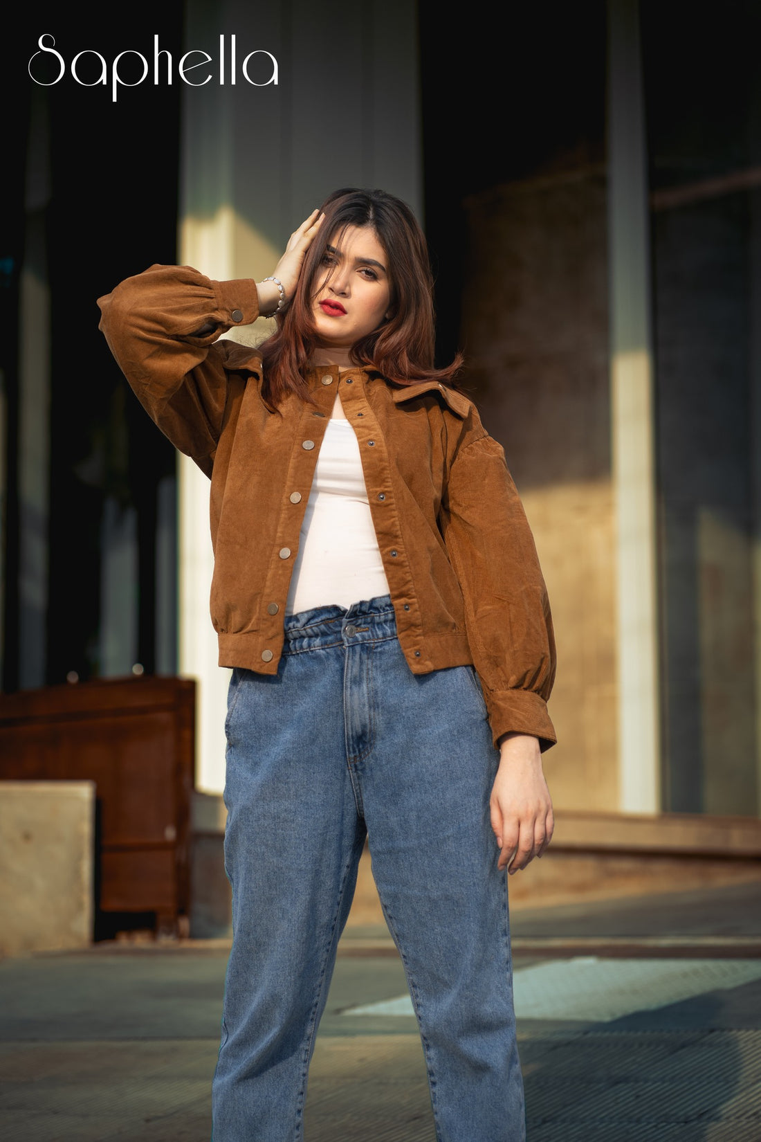 Rust Corduroy Overshirt Jacket
